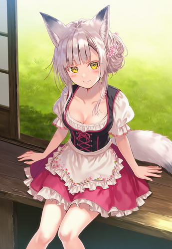 1girl, 1.5 teenage, small breasts, masterwork, , fox ears, fox tail, white ha s 531149303.png