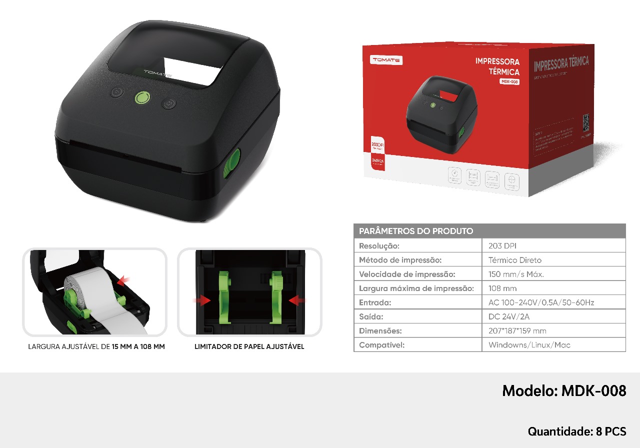 Impressora Térmica MDK-008 - miniatura 4