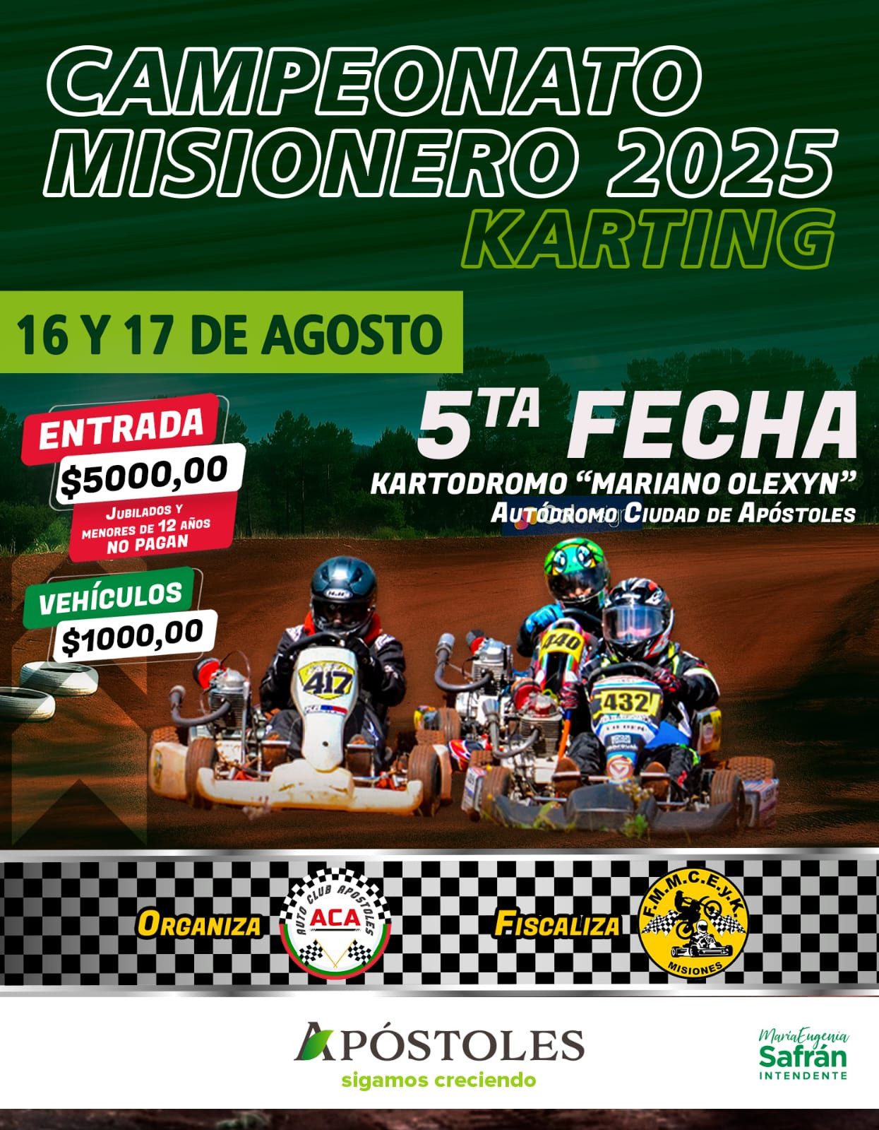 Llega la 5ta Fecha del Campeonato Misionero de Karting en Apóstoles