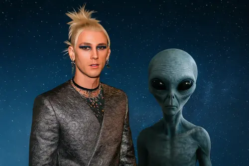 Rapper Machine Gun Kelly says he might be part alien, claiming his mother was “abducted”.webp