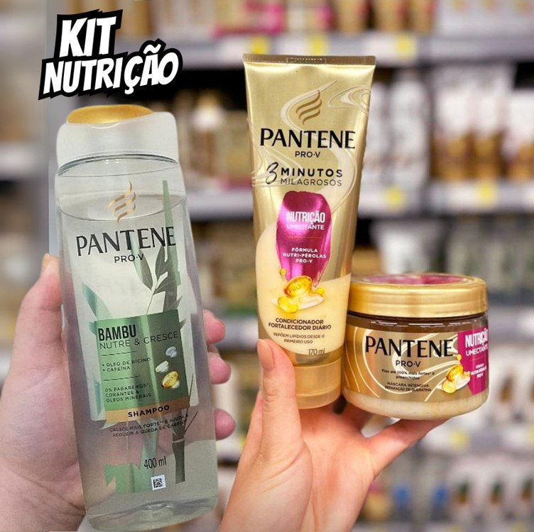 Pantene Kit Nutrição com Shampoo PRO-V Bambu Nutre & Cresce 400ml, Condicionador Diário com Pérolas Pro-Vitaminas 3 Minutos Milagrosos Nutrição 170ml, e Máscara Capilar Intensiva Nutrição 270ml