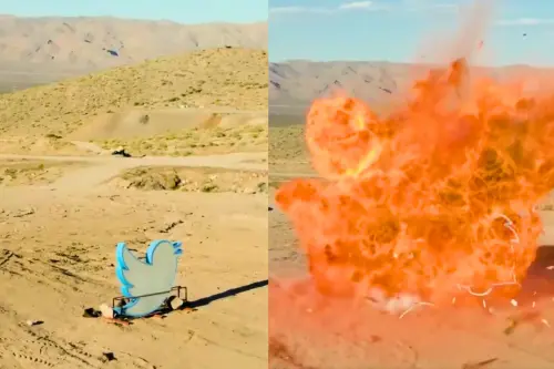Twitter’s mascot ‘Larry the Bird’ was blown up in a desert.webp