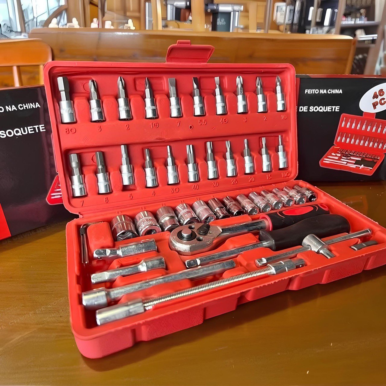 Kit 46 Peças Ferramentas Jogo Combo Kit De Chave De Fenda Philips Soquete Completo De Aço Crv 1/4 Maleta Tippi