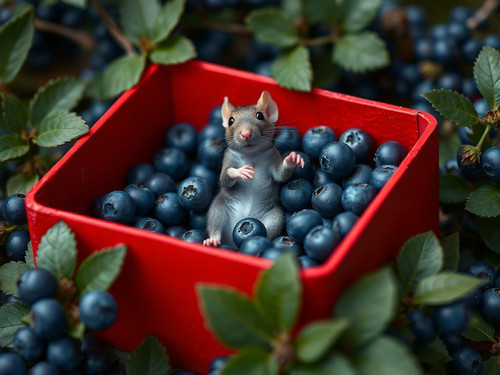 www.naked-ai.art - A red box of blue berries with a rat dancing inside.jpg