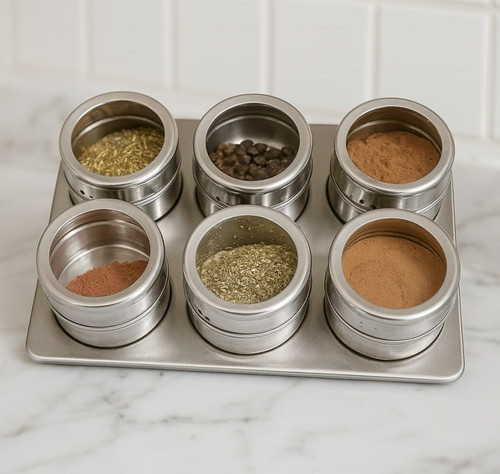 Porta Tempero E Condimento Magnético 6 Potes Inox Dolce Home Cor Prateado.jpg