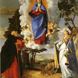 asolo altarpiece main panel scene of the assumption with st anthony the abbot and st louis of 1506.j
