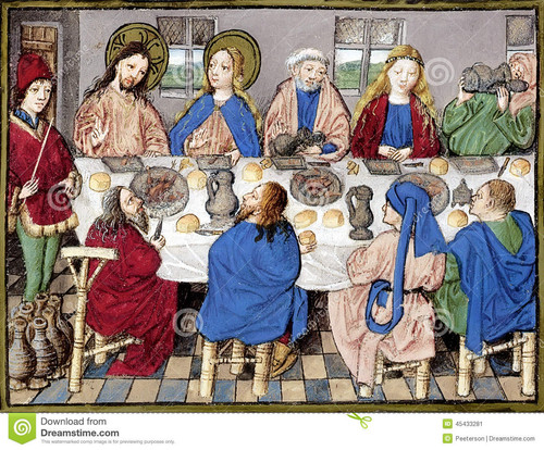 wedding cana biblical theme new testament galilee reproduction illustration very old bible utrecht c.jpg