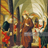 AUSTRIA - CIRCA 2002:  Wedding at Cana, panel from the Stories of Christ, St Wolfgang Altarpiece, 14