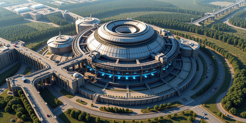 A colossal fusion reactor a titanic feat of engineering dominates the landscape with its immense siz.jpg