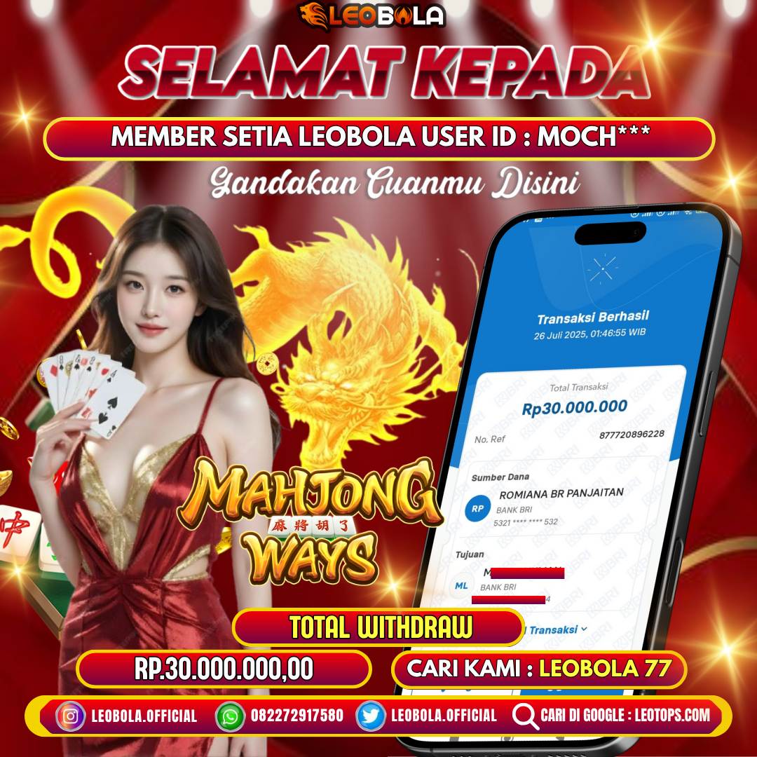 LEOBOLA JACKPOT MAHJONG WAYS RP.30.000.000,-