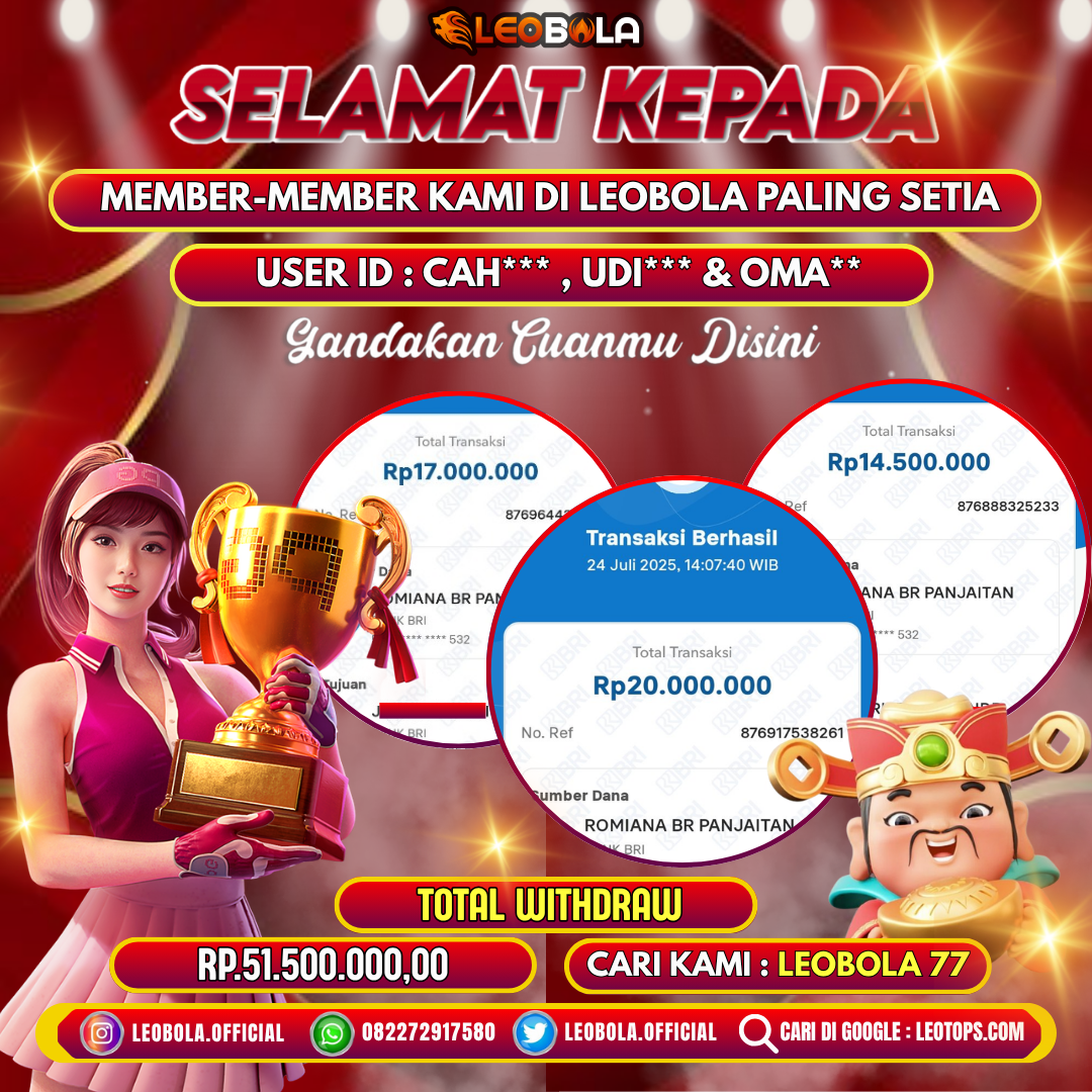 LEOBOLA JACKPOT GAME PG SHOFT TOTAL WITHDRAW RP.51.500.000,-