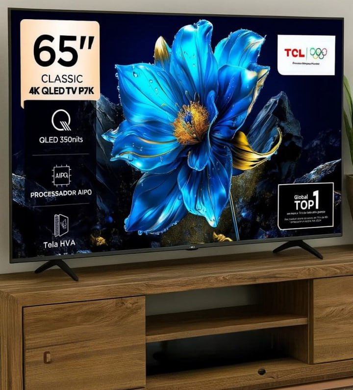 Smart TV 65″ TCL 4K UHD QLED 65P7K Google TV AiPQ Google Assistente 3 HDMI 1 USB