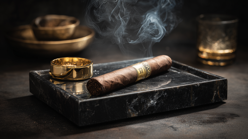 eman3139 a luxurious Cohiba Behike 56 cigar on a black marble t d58fbfbf 08f1 420a a046 c54cf5b26016.png