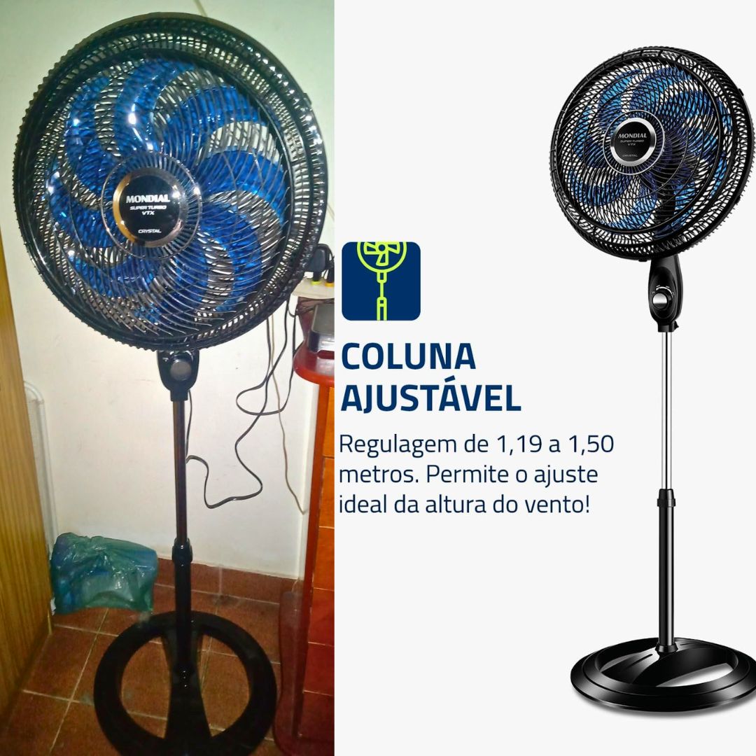 Ventilador de Coluna, Super Turbo 8 Pás, Mondial, Preto, 140W, 110V – VTX-40C-CRYSTAL Ventilador de Coluna, Super Turbo 8 Pás, Mondial, Preto, 140W, 110V – VTX-40C-CRYSTAL