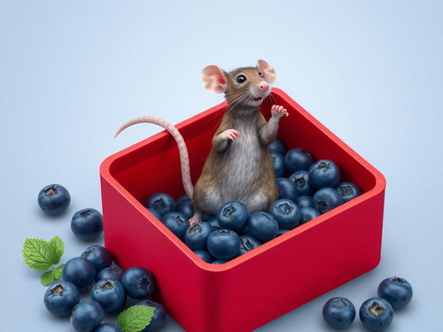 www.naked-ai.art - A red box of blue berries with a rat dancing inside.jpg