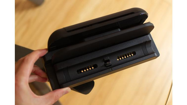 None A top-down image taken of the Nintendo Switch 2 dock with Dbrand’s Killswitch USB-C dock adapter attached to it.