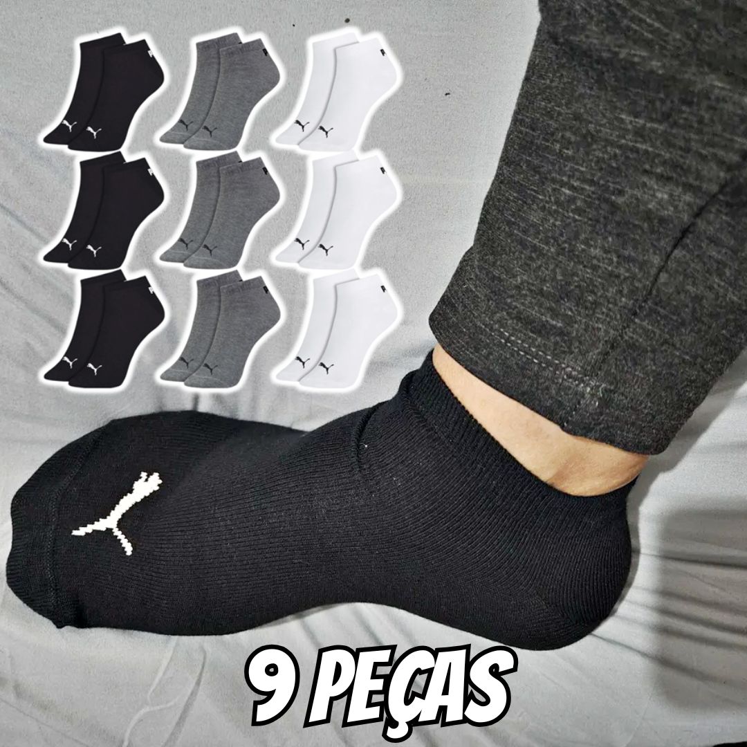 Kit 9 Pares Meias Puma Soquete Cano Baixo Atacado Original