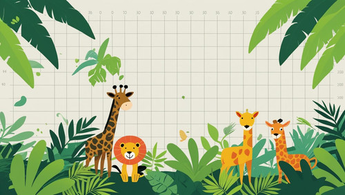jungle and animals theme with coordinate grid as the background and some math symbols..jpg
