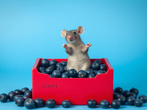 www.naked-ai.art - A red box of blue berries with a rat dancing inside.jpg