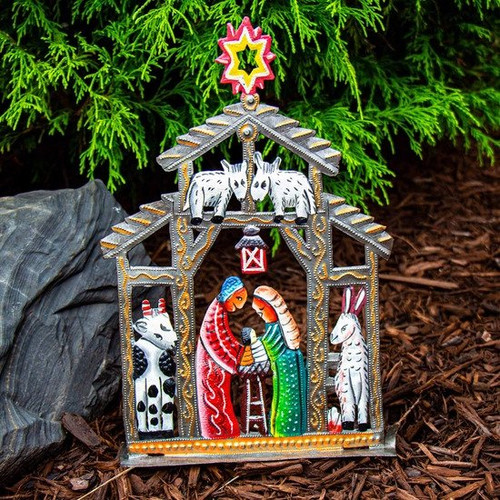 metal drum art christmas nativity and animals freestanding 4.jpg