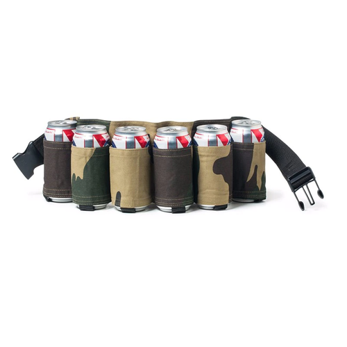 2 descript beer belt tough insulated holder for 6 cold beers adjustable waist strap with buckle hidd.png