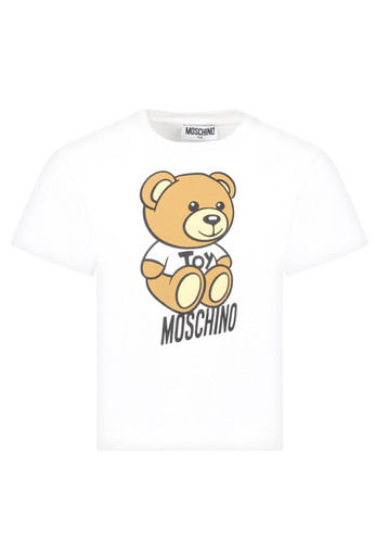 moschino bebè t shirt bianca per bambino con teddy bear e logo nero a.jpg