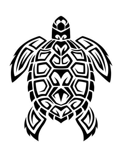 sea turtle in maori tattoo tribal style black and white sketch or logo vector.1