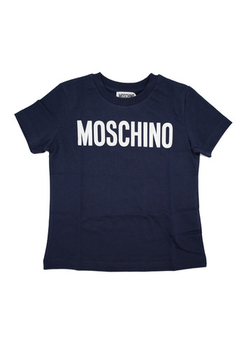 moschino kids t shirt blu per bambino con logo nero a.jpg