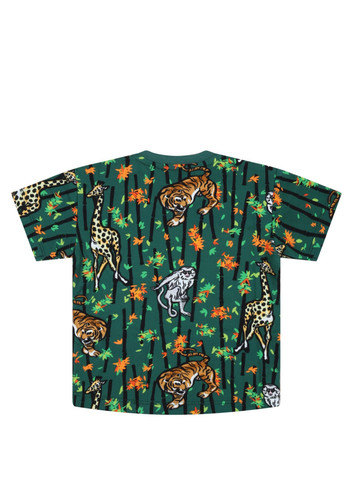 kenzo bebè t shirt verde per neonato con stampa jungle all over b.jpg
