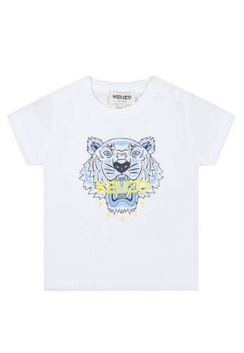 kenzo kids t shirt bianca per neonato con trigre iconica e logo a.jpg