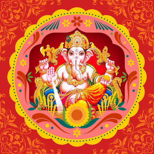 Red And Yellow Traditional Ganesh Ji Instagram Post.png