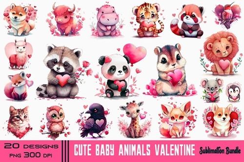 Cute Baby Animals Valentine Bundle