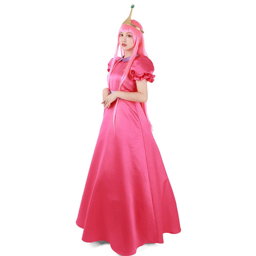 Girl s Pink Princess Bubblegum Cosplay Costume with Crown for Women Red Long Dress.jpg Q90.jpg (2) c.jpg