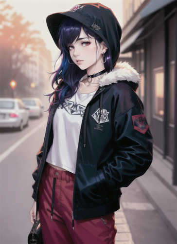 02067 2581694087 1girl, solo, long hair, hood, jewelry, (goth, pale 1.0) earrings, blurry background.png