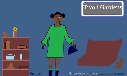 jamaican woman bell sleeve dress 3.png