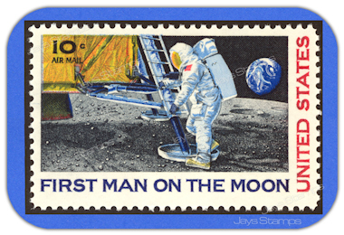 1969  FIRST MAN on the MOON  Air Mail  Single  -MINT-GENUINE-  Stamp   # C76