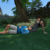 Shane and Elsie lying in the grass