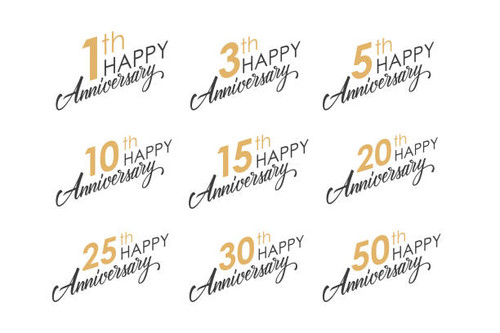 Set of Happy Anniversary greeting templates with numbers and hand lettering. Vector illustration..jpg