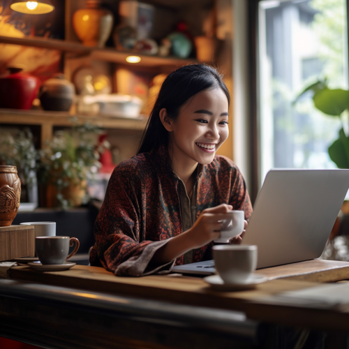 Moongod A happy vietnamese woman using a laptop and having a co 9a98f347 565a 43fe 9514 59a30f45a7f0.png