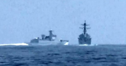 cbsn fusion video shows chinese warship coming near us missile destroyer in taiwan strait thumbnail .png