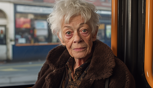 lovlybilly hyperrealistic old lady waiting at a london bus stop 59733722 902c 49f8 b162 03d00fb7a359.png
