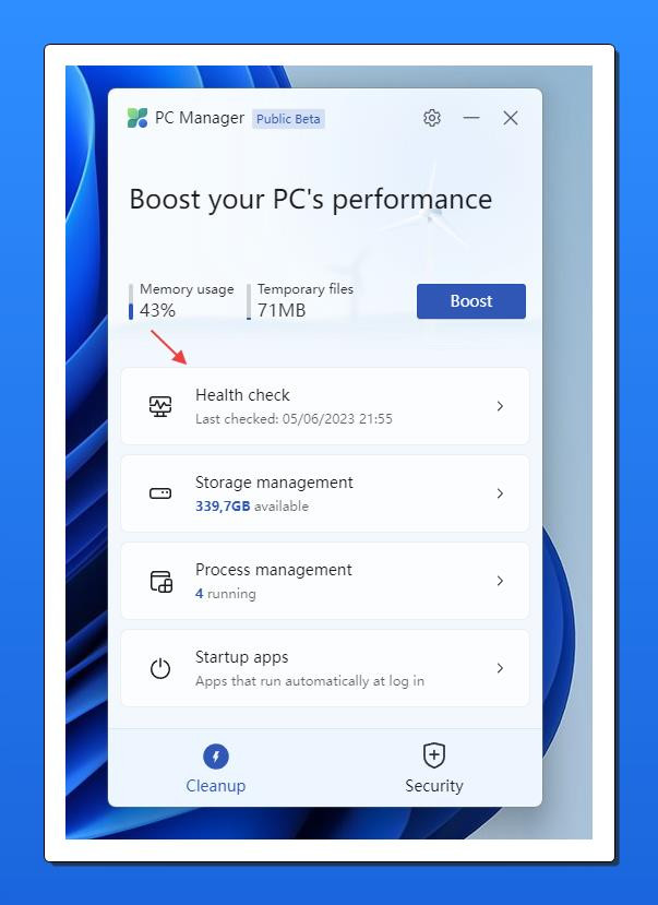 Check the health of your PC with Microsoft PC Manager