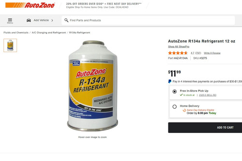 price of freon at autozone