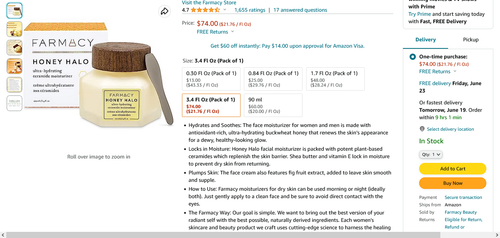 Screenshot 2023 06 18 at 08 28 57 Amazon.com Farmacy Honey Halo Ceramide Face Moisturizer Cream Hydr.png