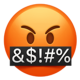 face with symbols on mouth