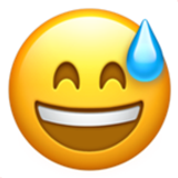 grinning face with sweat