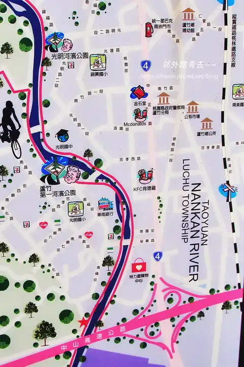 到光明河濱公園之間的單車道是南崁自行車道菁華地段