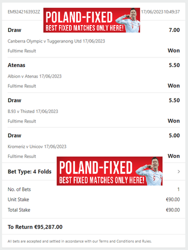 POLAND FIXED VIP TICKET FIXED MATCHES 17.06.2023
