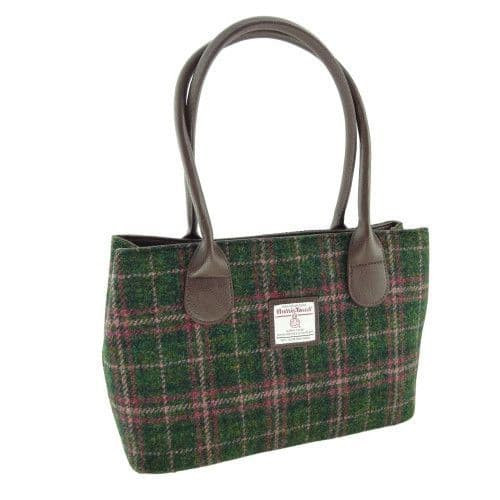 harris tweed cassley classic handbag in dark green and plum check lb1003 col 107 8506 p.jpg