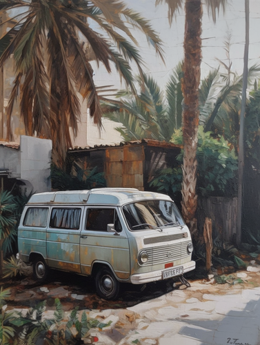 mhoydich acrylic painting of a white van parked in a street wit 67517b57 be3a 4cff a6c5 80e740ff4023.png